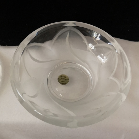 Beautiful Vintage JG Durand 24% Lead Cristal Covered Trinket Bowl Frosted Flower - Picture 2 of 6